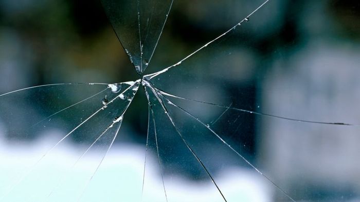 A fiberglass window with a crack.