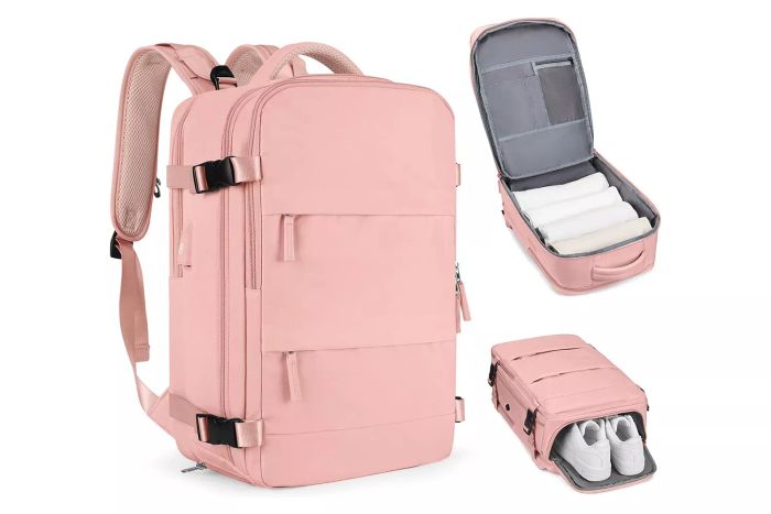 Amazon Coofay Personal Item Travel Backpack for Women - Airline Approved Waterproof Sports Luggage Casual Daypack for Hiking, Small, Pink