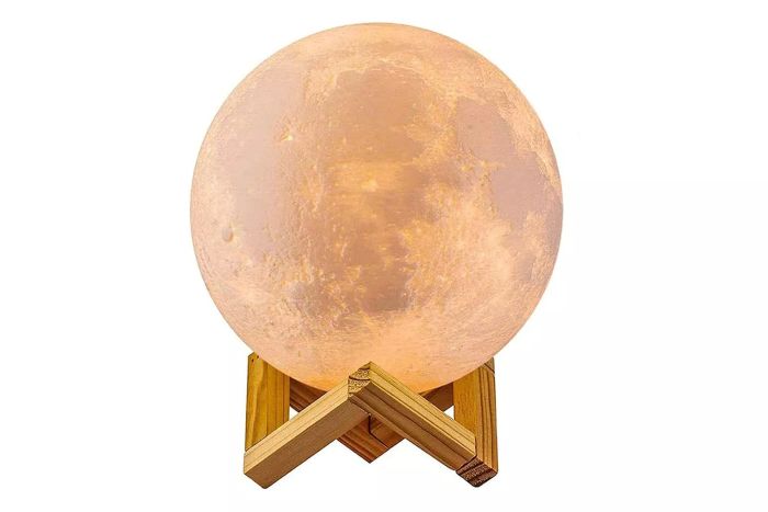 Amazon AED Moon Lamp 2023 Upgrade with Timing- Lamp for Bedroom, Moon Night Light for Adults, Kids, Babies - Gifts for Girls, Boys, Women, Men - Remote & Touch Control Wooden Stand (5.9 inch, Standard Size)