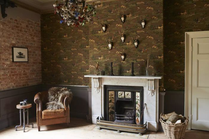 brown-themed living room