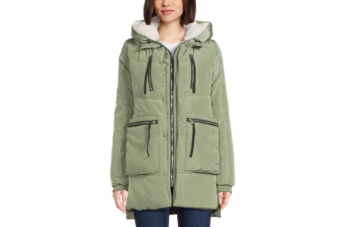 Walmart Jason Maxwell Women's Puffer Coat with Faux Sherpa Lined Hood