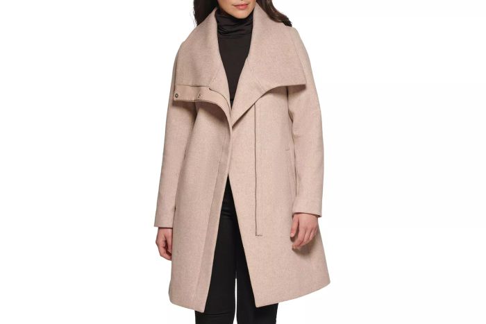 Nordstrom Rack Kenneth Cole Melton Faux Leather Trim Wool Blend Coat