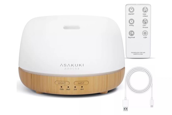 Amazon ASAKUKI Essential Oil Diffuser, Ultrasonic Aromatherapy Oil Humidifier with 7 Colors Lights, 2 Mist Modes for Home