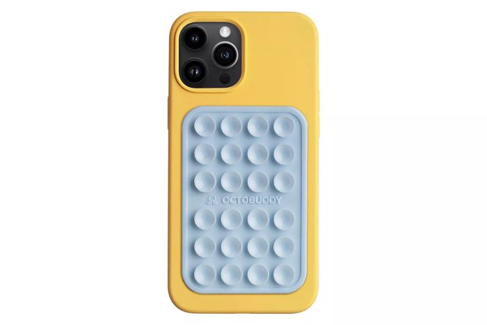 Amazon OCTOBUDDY MAX || Silicone Suction Phone Case Adhesive Mount || Compatible with iPhone and Android, this anti-slip mobile accessory holder is perfect for hands-free selfies and videos.