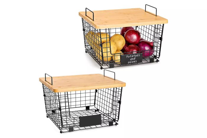 Amazon AOZITA 2-Piece Stackable Kitchen Counter Basket Set