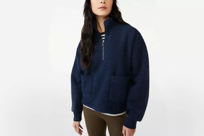 Walmart Free Assembly Women's Teddy Fleece Half Zip Sweatshirt
