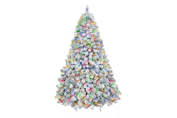 Amazon Shareconn 7.5ft Pre-lit Snow Flocked Artificial Holiday Tree