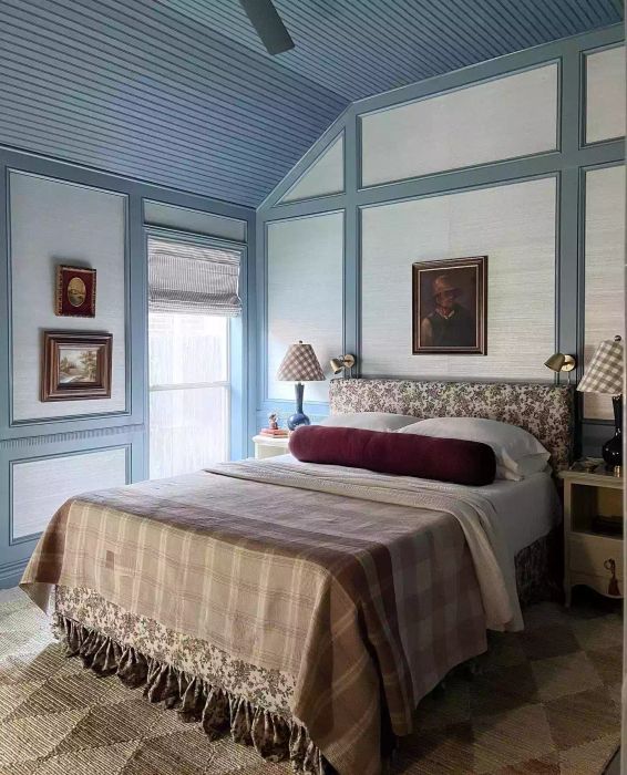 Baby Blue & Burgundy Bedroom