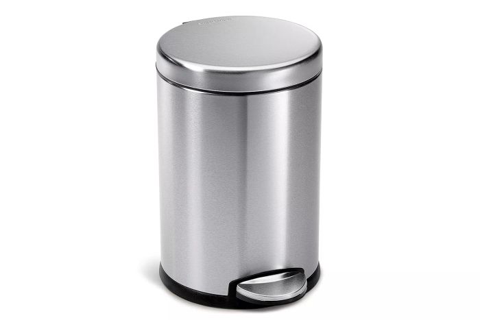 Amazon offers the simplehuman 4.5 Liter / 1.2 Gallon Round Bathroom Step Trash Can