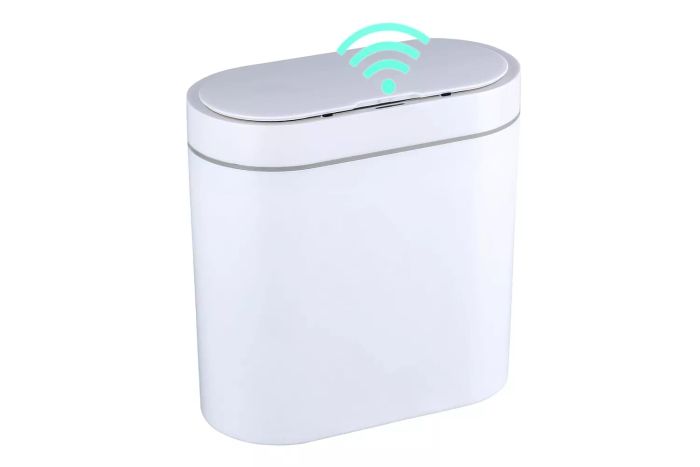 Amazon ELPHECO 2.5 Gallon Waterproof Motion Sensor Trash Can with Lid, 9.5 Liters Slim and Narrow Automatic Trash Bin for Bathrooms and Bedrooms