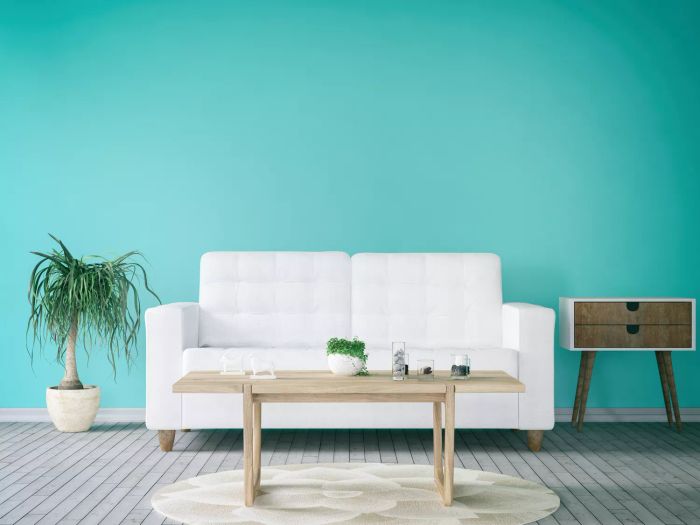Turquoise-colored room