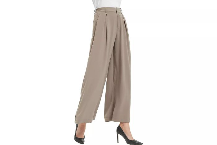 Tronjori Women's High Waist Casual Wide Leg Palazzo Pants Trousers in Regular Sizes