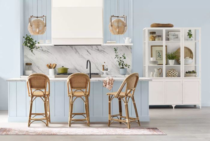 Kitchen painted in Sherwin-Williams Upward Blue