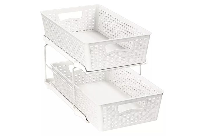 Amazon Simple Houseware 2 Tier Bathroom Organizer Tray Pull-Out Sliding Drawer