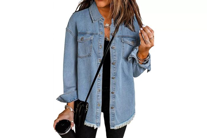 Amazon Dokotoo Women's Oversized Denim Jacket, Casual Long Boyfriend Fit
