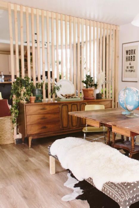 Slat Wall in the Living and Dining Room
