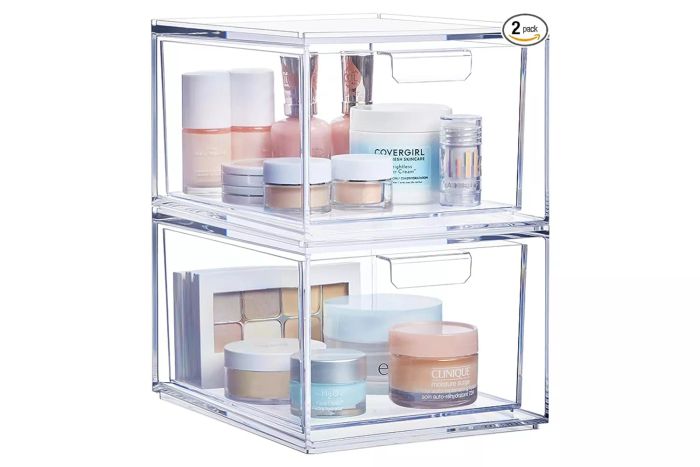 Amazon STORi Audrey Stackable Clear Bin Plastic Organizer Drawers | 2 Piece Set 