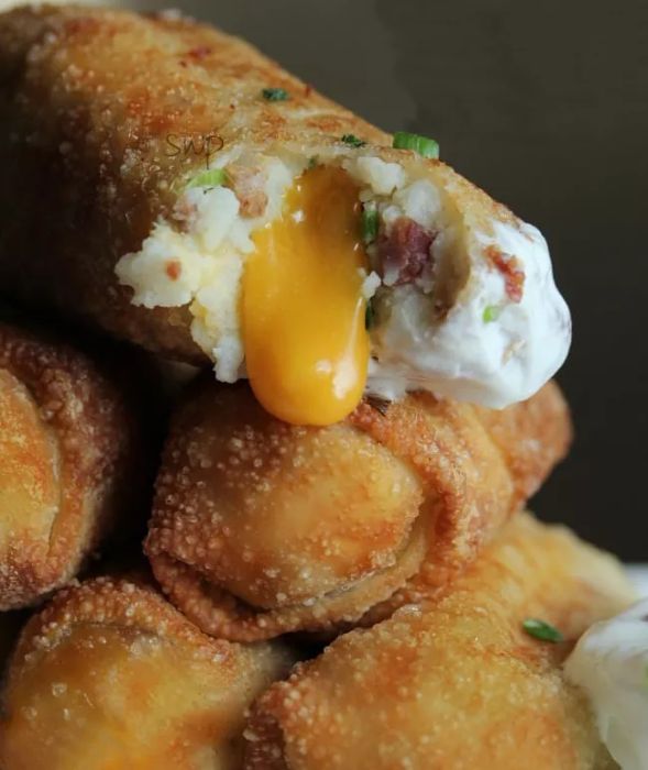Loaded Mashed Potato Egg Rolls