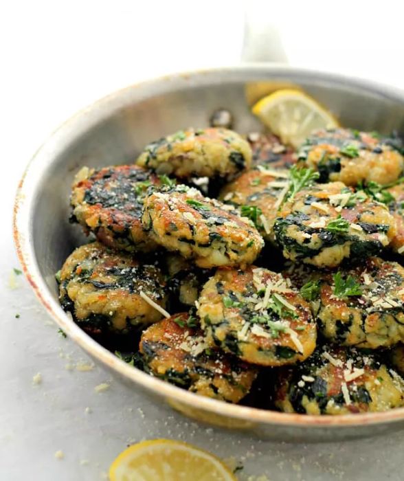 Spinach and Garlic Potato Patties