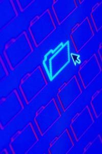An icon representing a folder on the desktop of a computer.