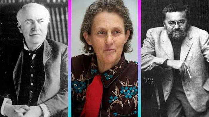 (L-R) Thomas Edison, Temple Grandin, and Charles Steinmetz.