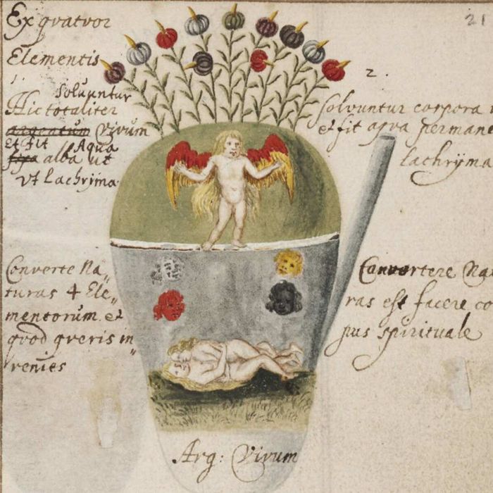 An alchemical notebook page from circa 1620.