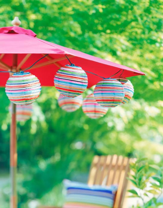 Umbrella with paper lanterns