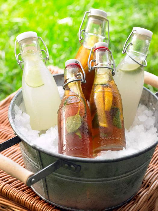 Chilled drinks on ice