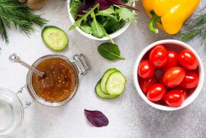A refreshing mix of tomatoes, cucumbers, and fresh greens
