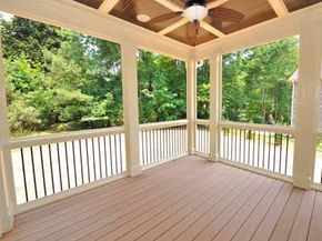 A newly constructed deck at the back of the house.