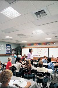 Classroom illuminated by daylighting devices