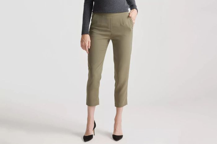Quince Stretch Crepe Pleated Ankle Pant