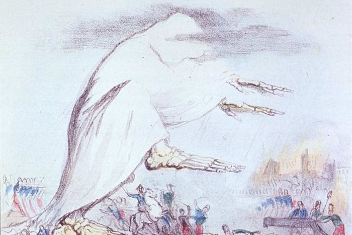 Cholera depicted as a miasma.