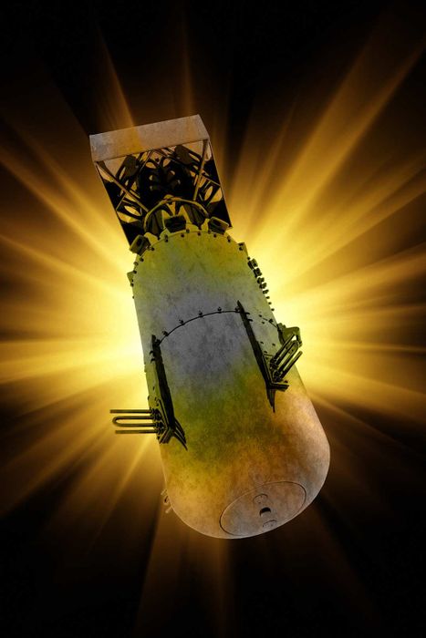 An illustration of an atomic bomb.