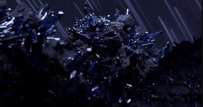 The deep purple hue of Future Dusk seen in minerals.