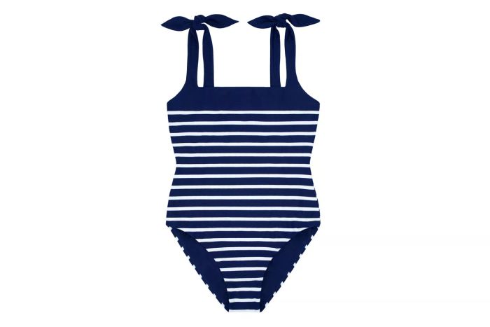 Minnow Navy Breton Stripe Tie-Knot One-Piece