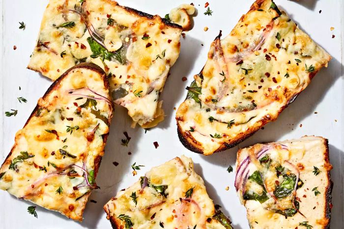 Spinach Alfredo French Bread Pizza Dish