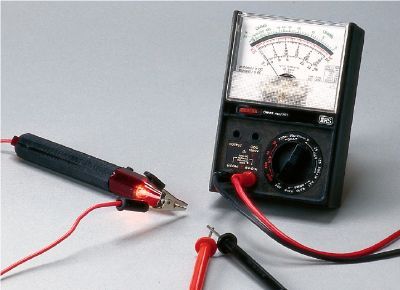 The continuity tester (left) and the VOM (multitester) (right).