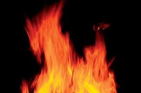 A large flame set against a completely black background.&nbsp;&nbsp;