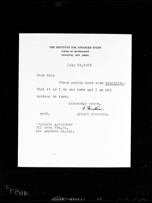 Albert Einstein’s Letter on Flying Saucers