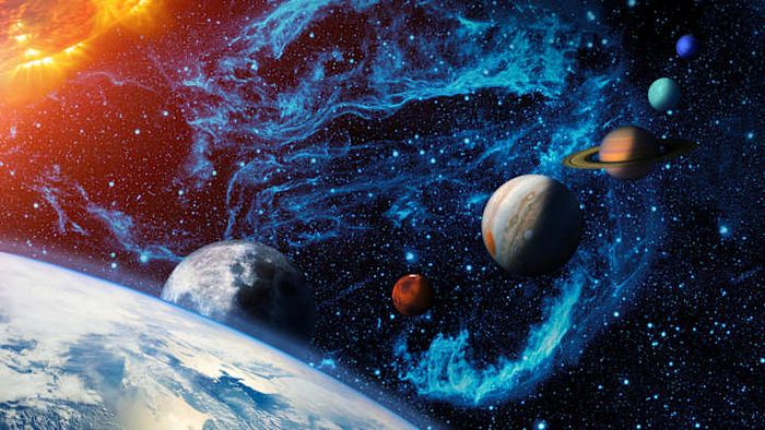 A representation of a portion of our solar system (not to scale).