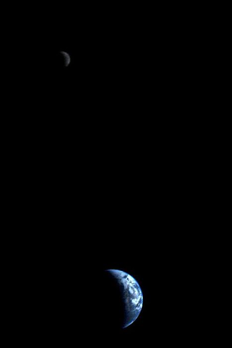 Voyager 1 captured an image of a crescent-shaped Earth and moon in 1977.