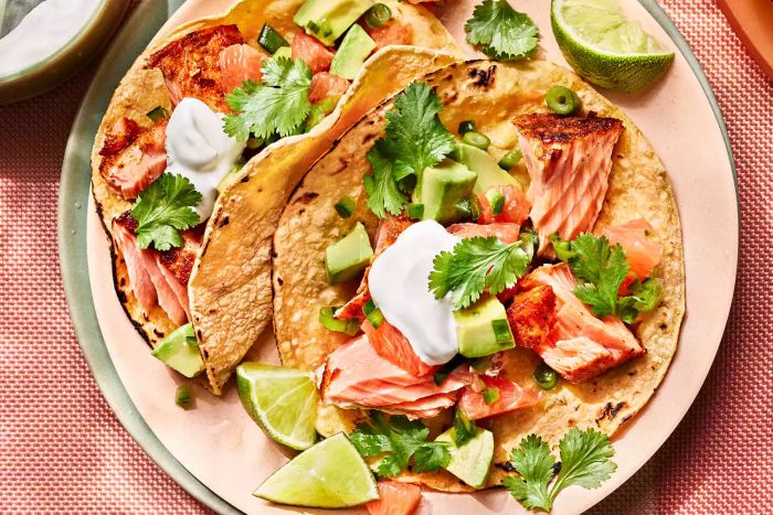 Grapefruit Salsa Salmon Tacos