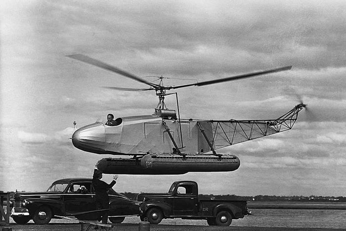 Igor Sikorsky Instructs a Pilot in a Vought-Sikorsky VS-300 Helicopter