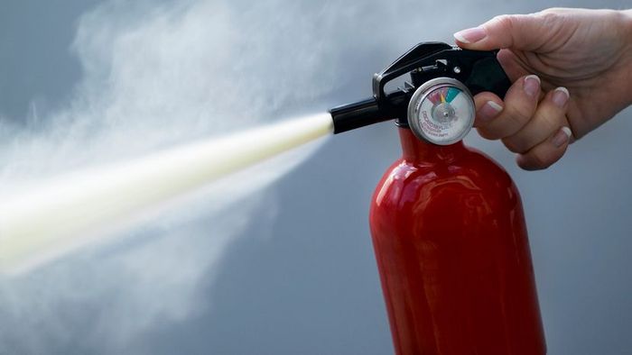 Spraying a Fire Extinguisher in Action