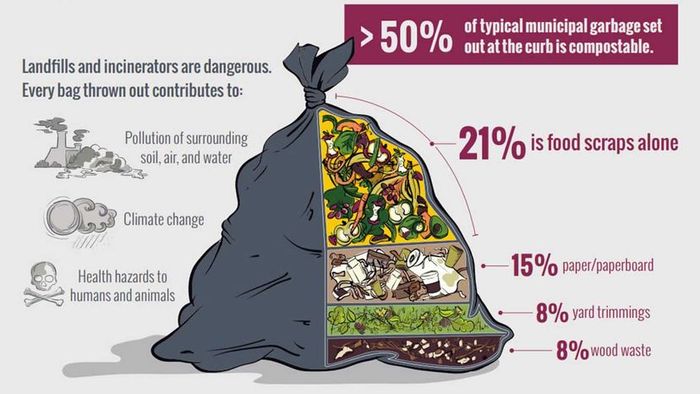 A chart illustrating the distribution of municipal waste by category.