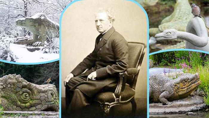 Benjamin Waterhouse Hawkins amidst the giant creatures he brought to life.