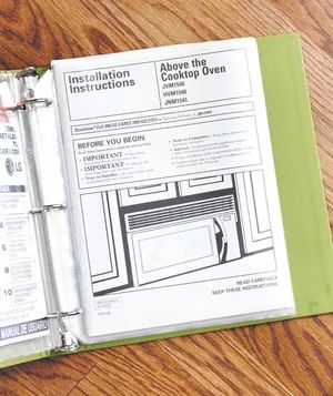 Binder Storing Instruction Manuals