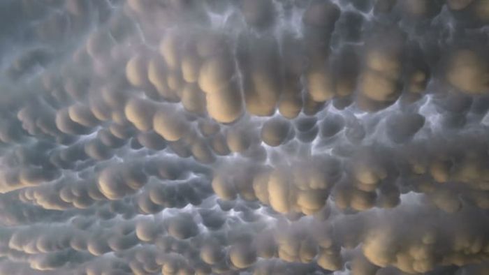 Mammatus clouds above the Great Plains.