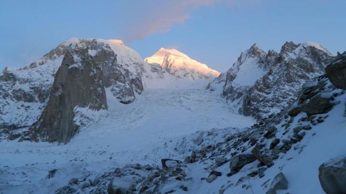 As the sun sets over the Siachen Glacier in the Hindu Kush Himalayas.